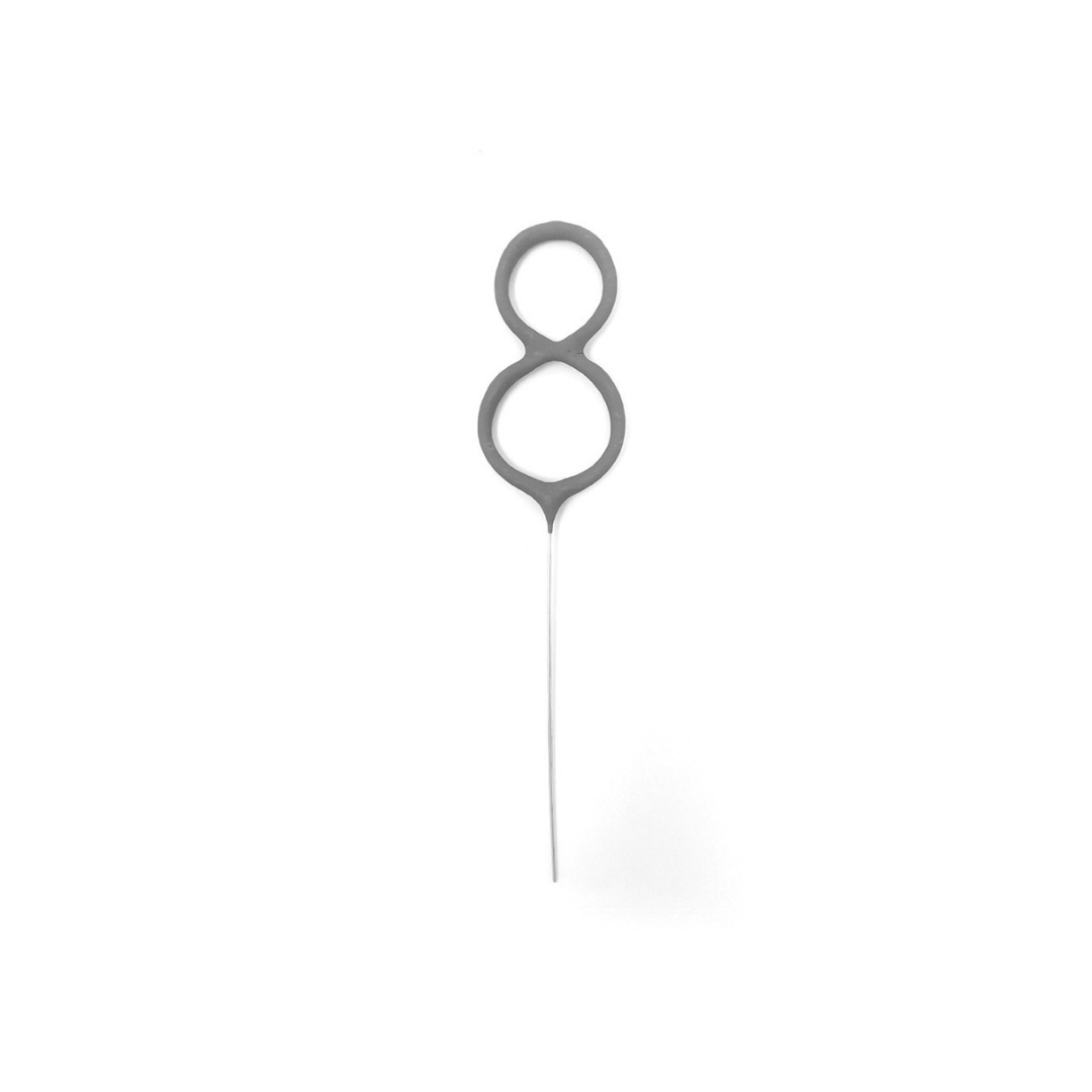 Vela en forma número de bengala plata