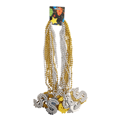 12 collares de perlas con signo de pesos