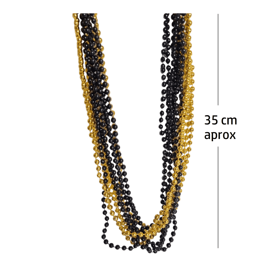 12 Collares de perlas en negro y dorado