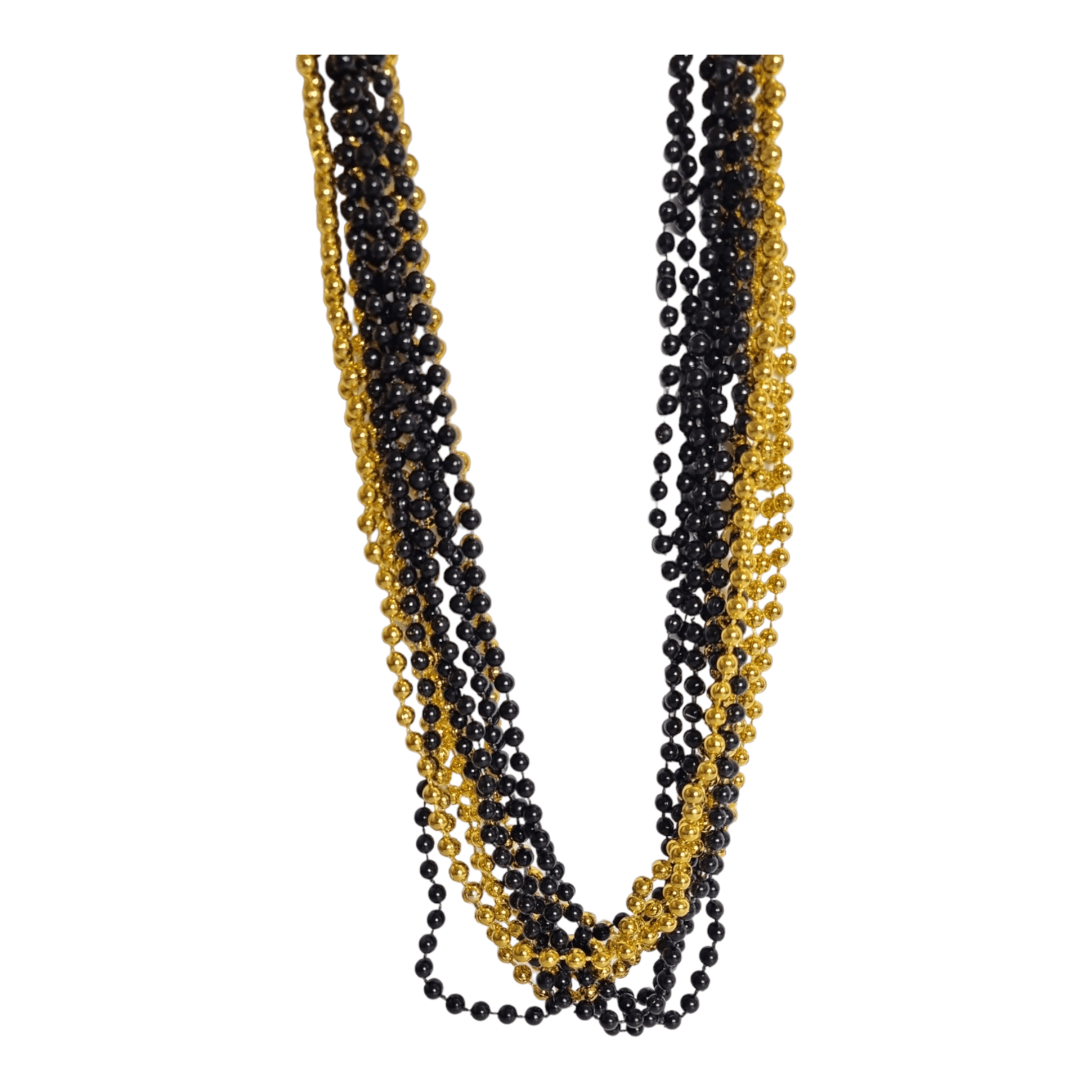 12 Collares de perlas en negro y dorado