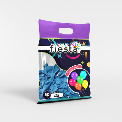 Bolsa 50 globos látex Azul Cielo no.12