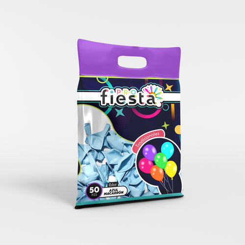 Bolsa 50 globos látex Azul Macarrón no.12