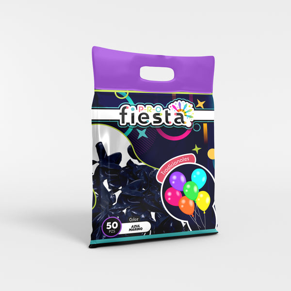 Bolsa 50 globos látex Azul Marino no.12