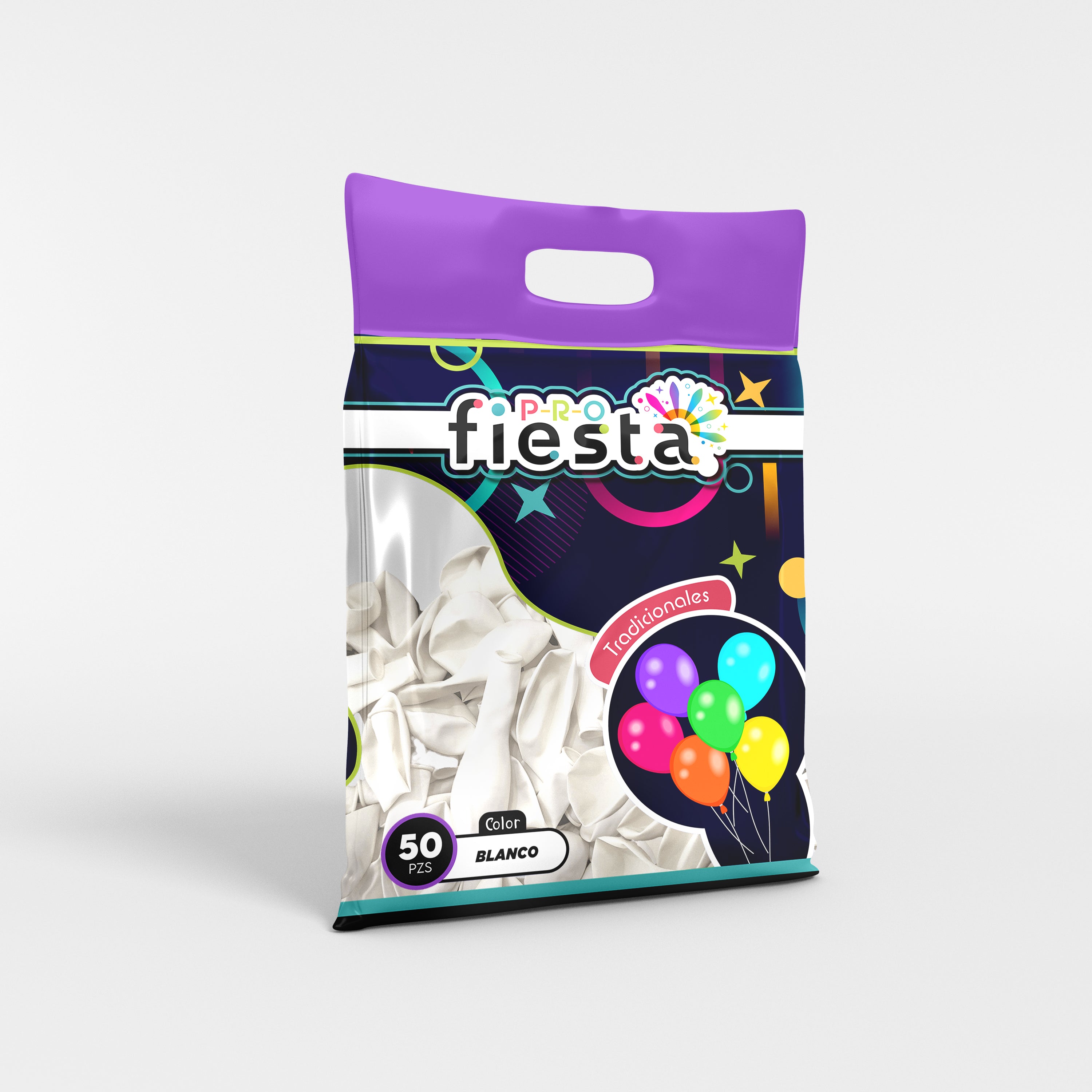 Bolsa 50 globos látex Blanco no.12