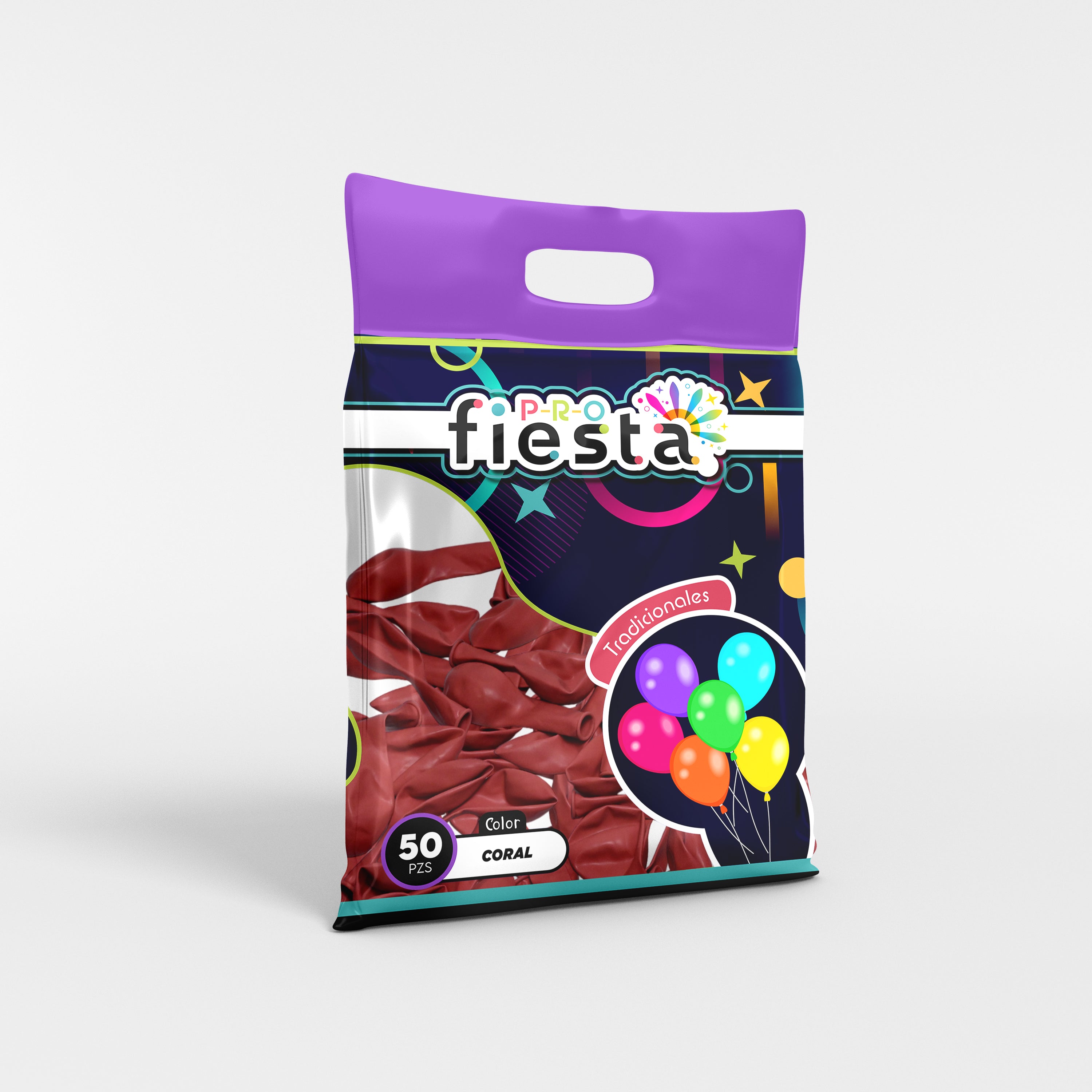 Bolsa 50 globos látex Coral no.12