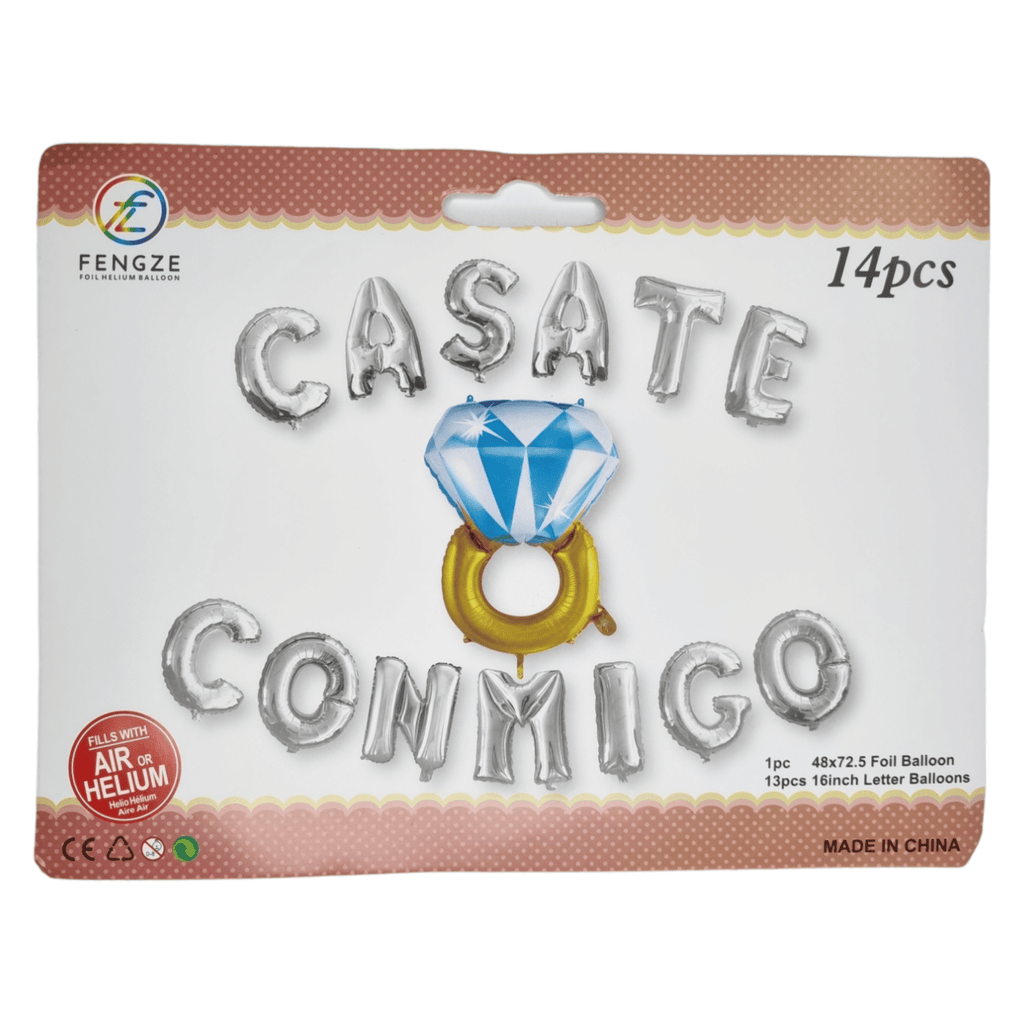 Letrero de globo casate conmigo