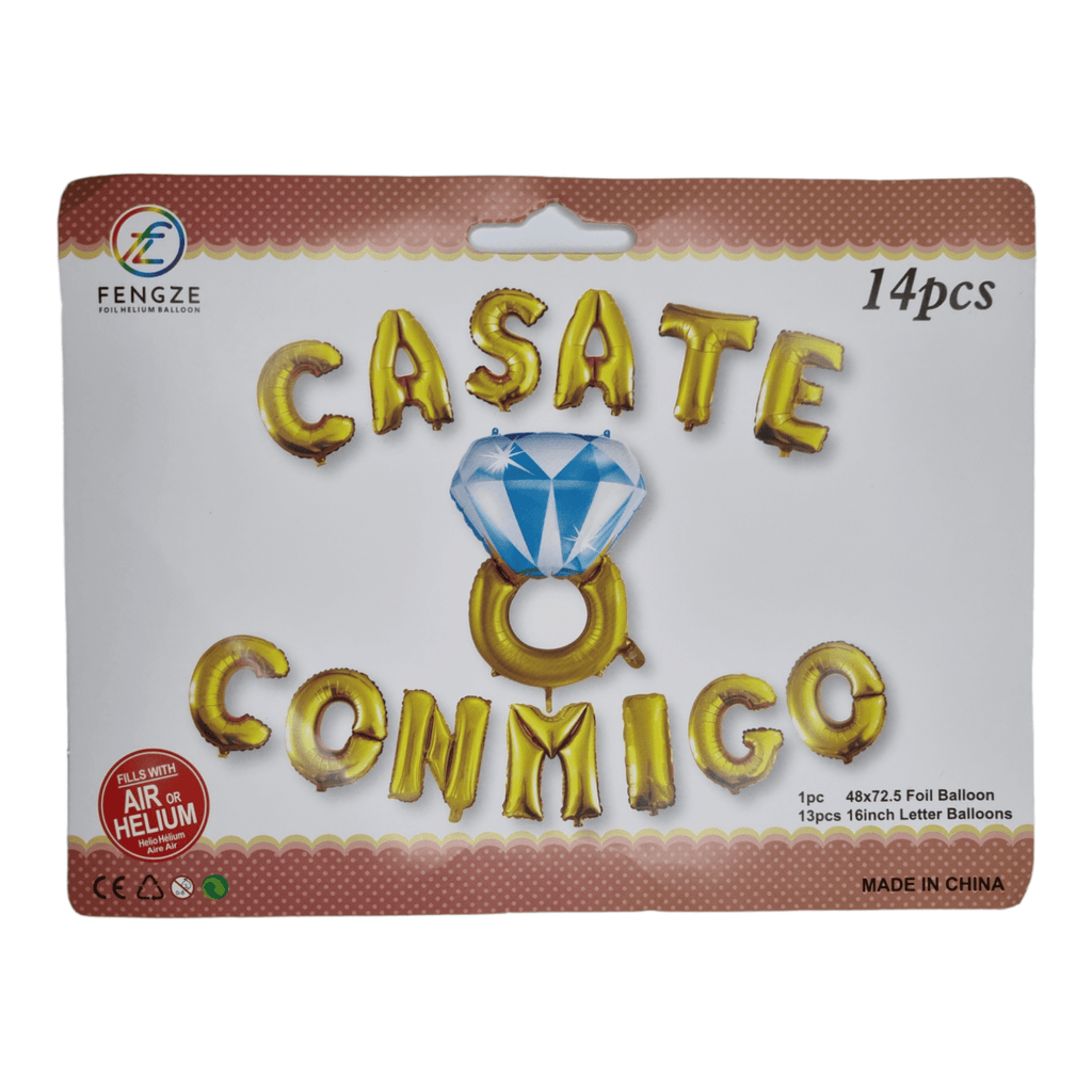 Letrero de globo casate conmigo