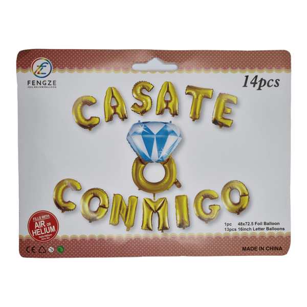 Letrero de globo casate conmigo