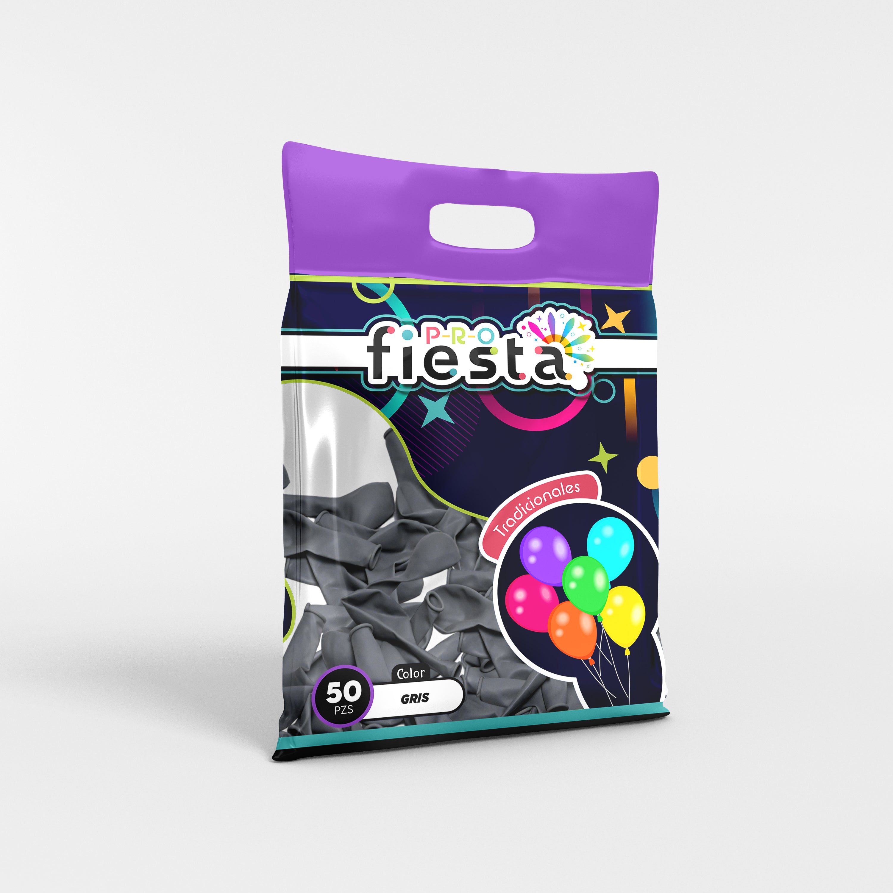 Bolsa 50 globos látex Gris no.12