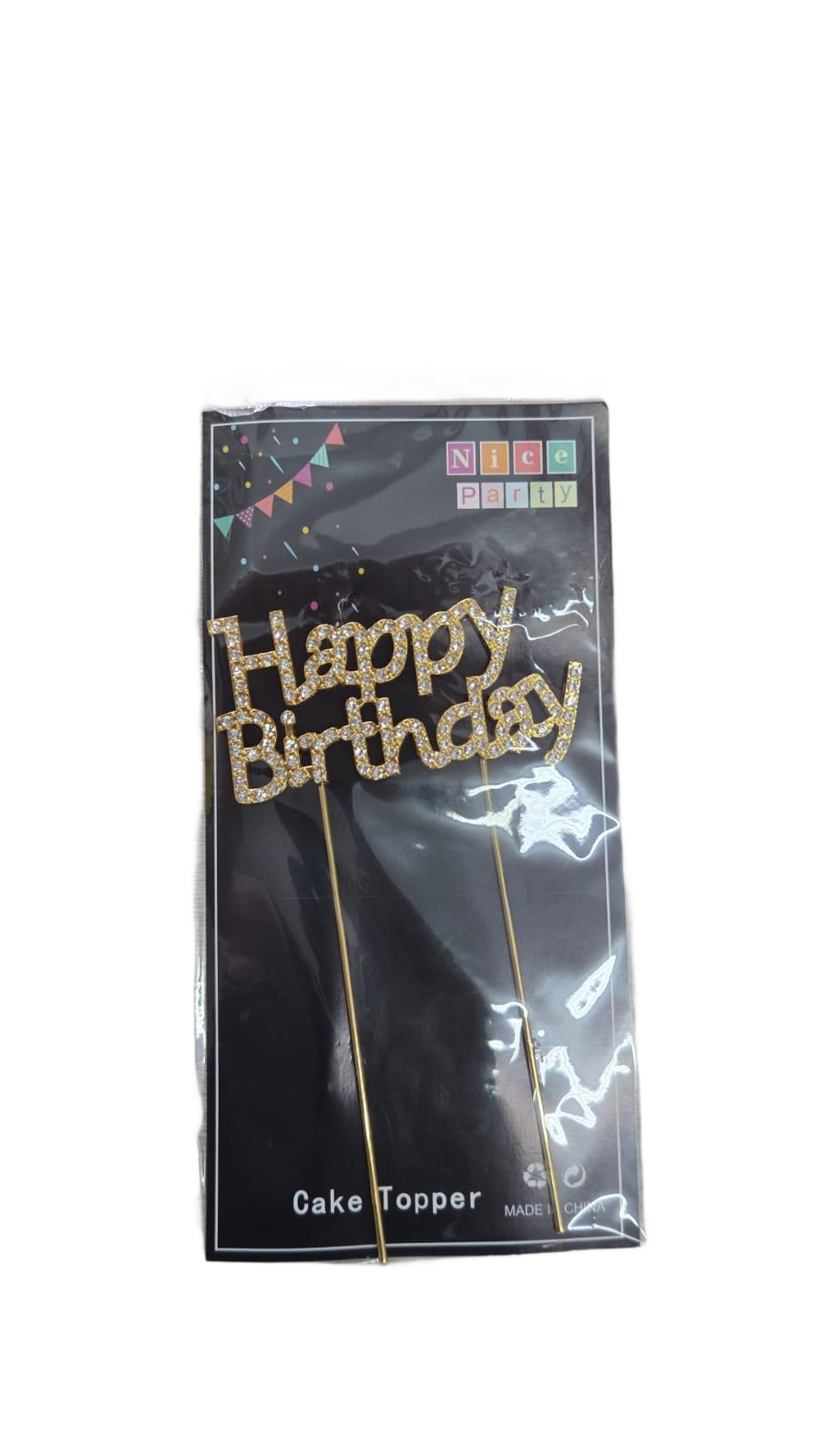 Cake topper Happy Birthday diamantes