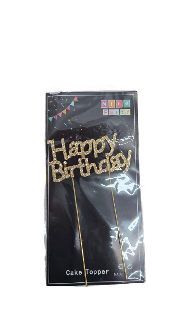 Cake topper Happy Birthday diamantes