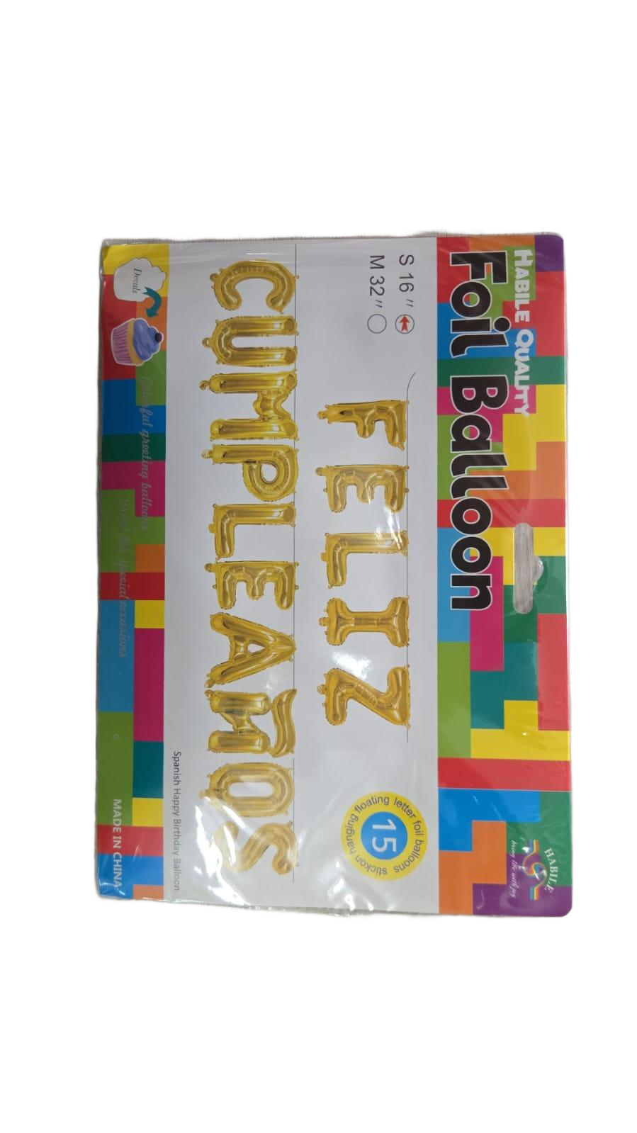 Letrero de globos Feliz Cumpleaños 16"
