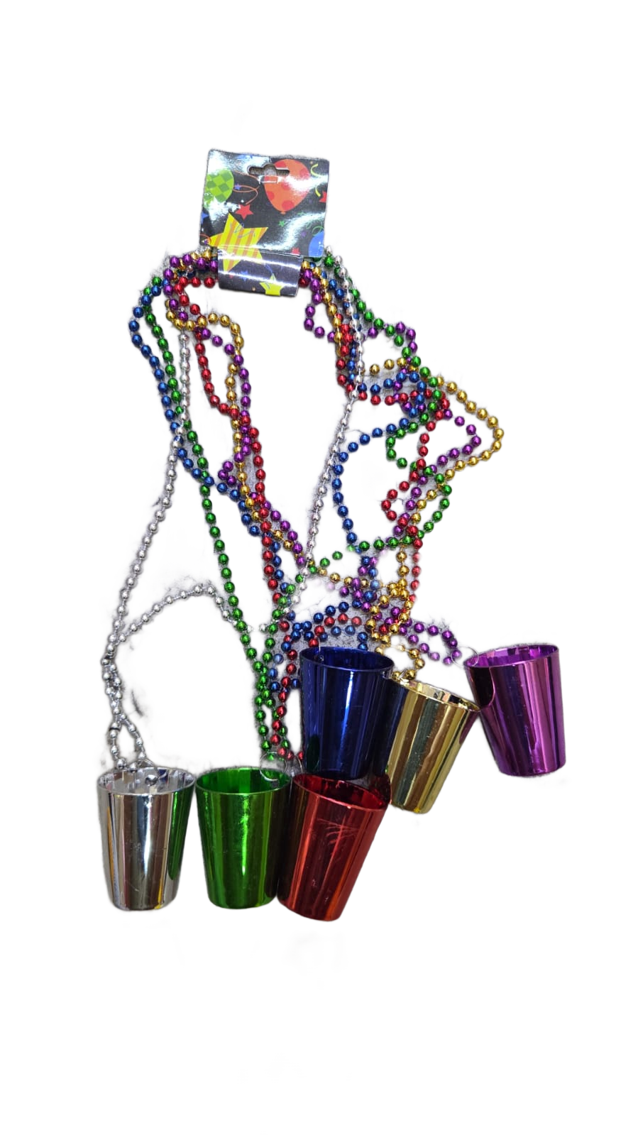 Collar con vaso shot metálico de colores