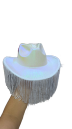 Sombrero tornasol con barbas blanco