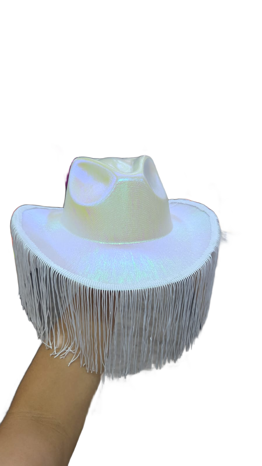Sombrero tornasol con barbas blanco