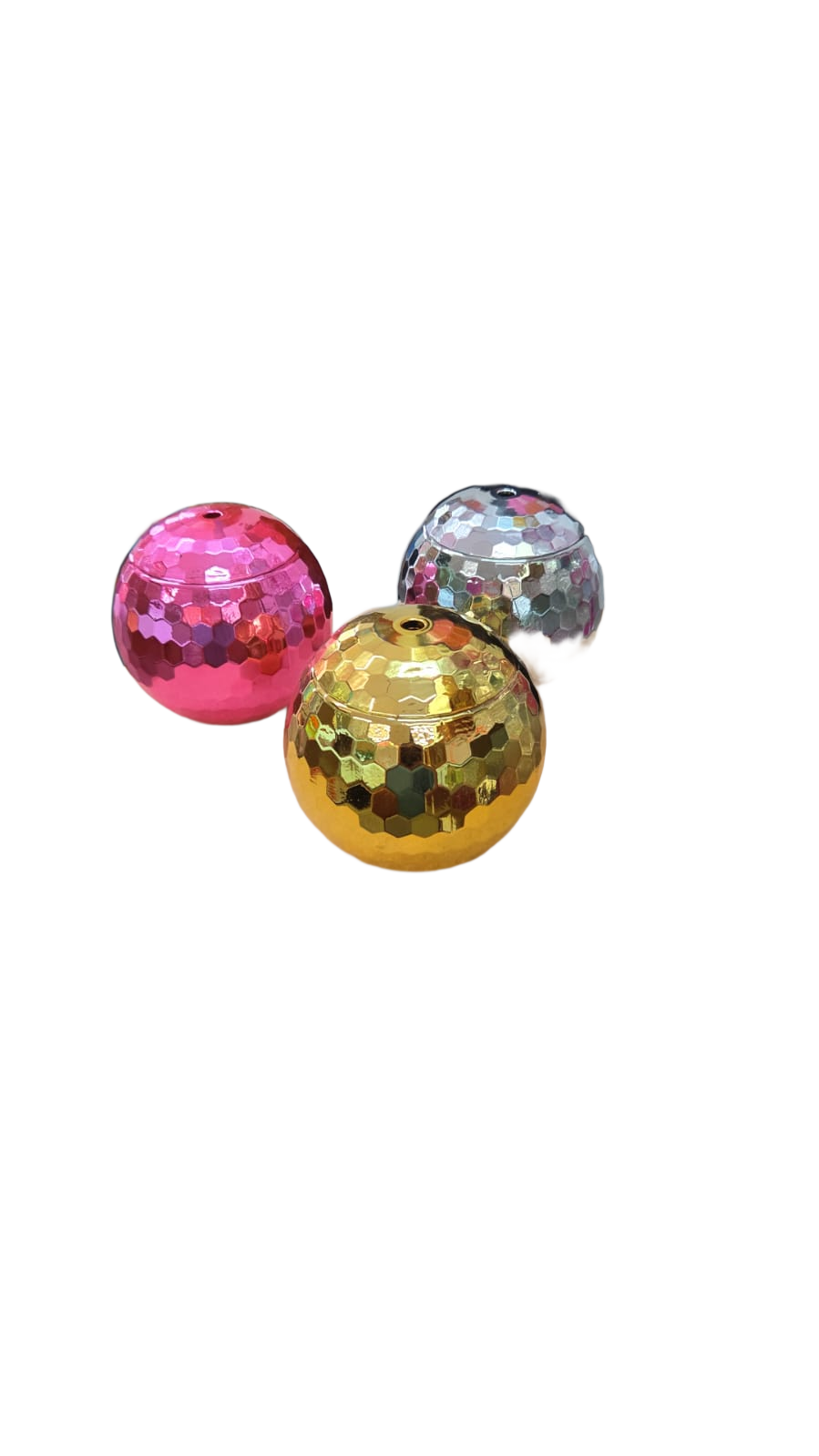 Termo bola disco dorado plata y rosa