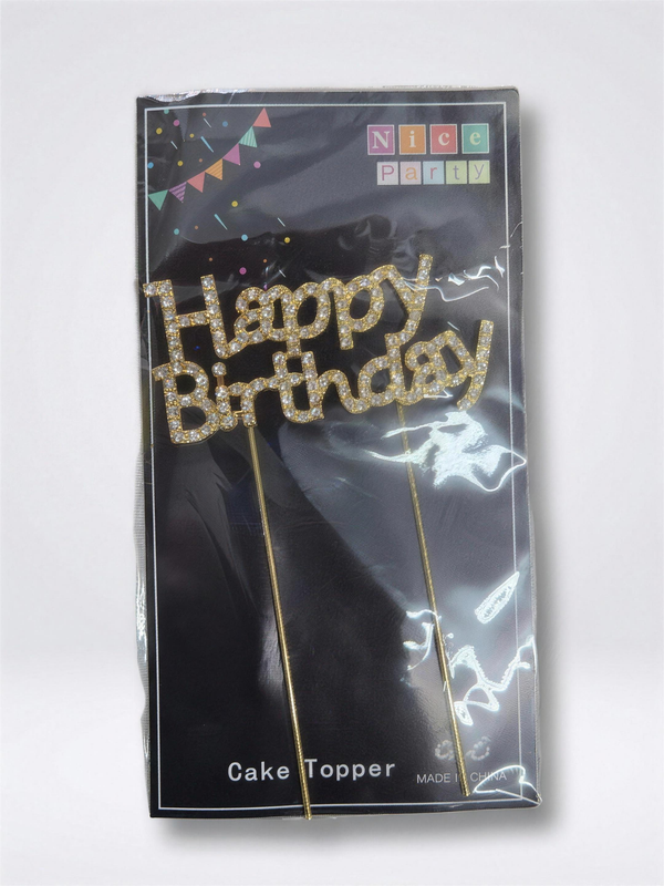 Cake topper Happy Birthday diamantes