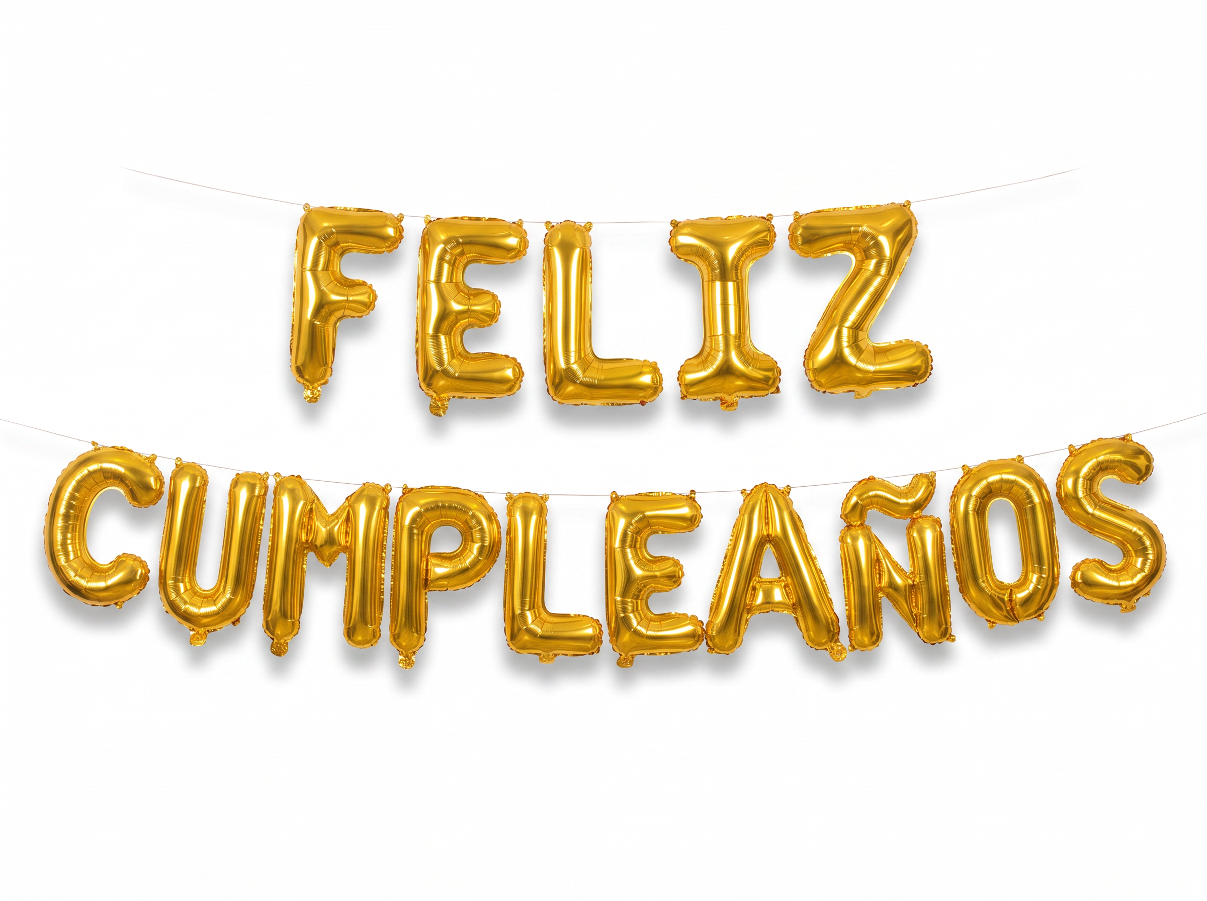 Letrero de globos Feliz Cumpleaños - Dorado (frente)