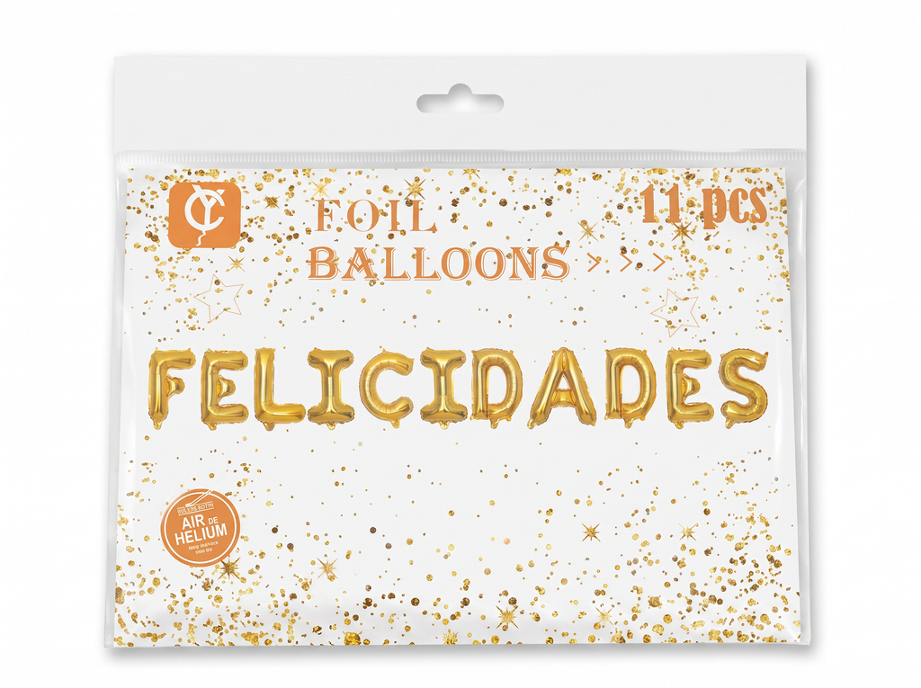 Letrero de globos Felicidades - Dorado
