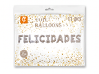 Letrero de globos Felicidades - Plata