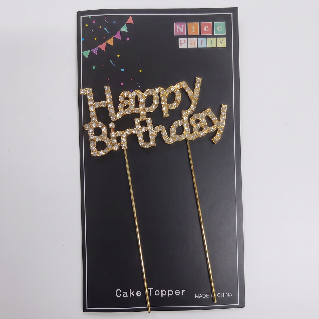 Cake topper Happy Birthday diamantes