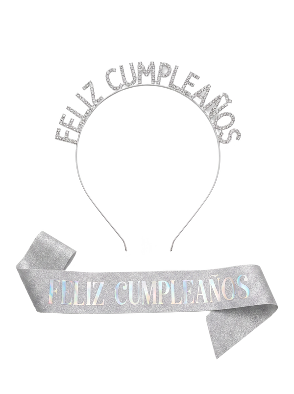 Diadema Feliz Cumpleaños con banda glitter