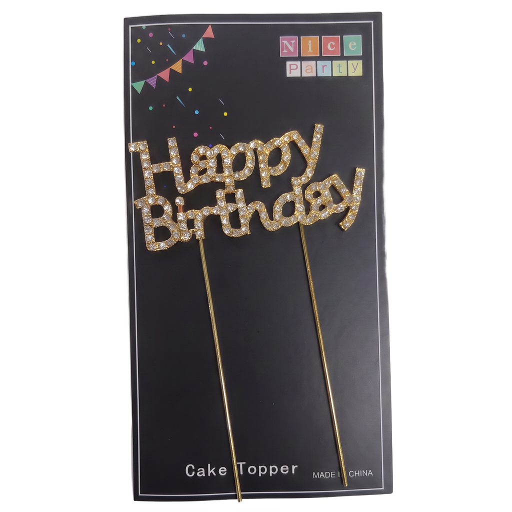 Cake topper Happy Birthday diamantes