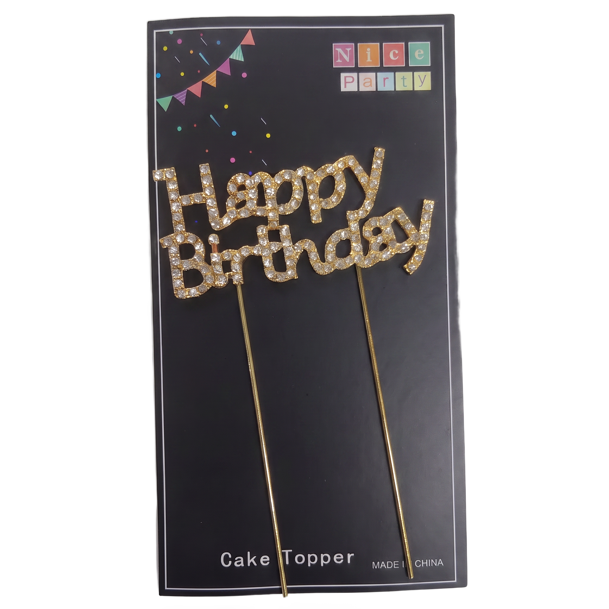 Cake topper Happy Birthday diamantes