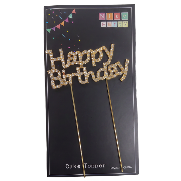 Cake topper Happy Birthday diamantes