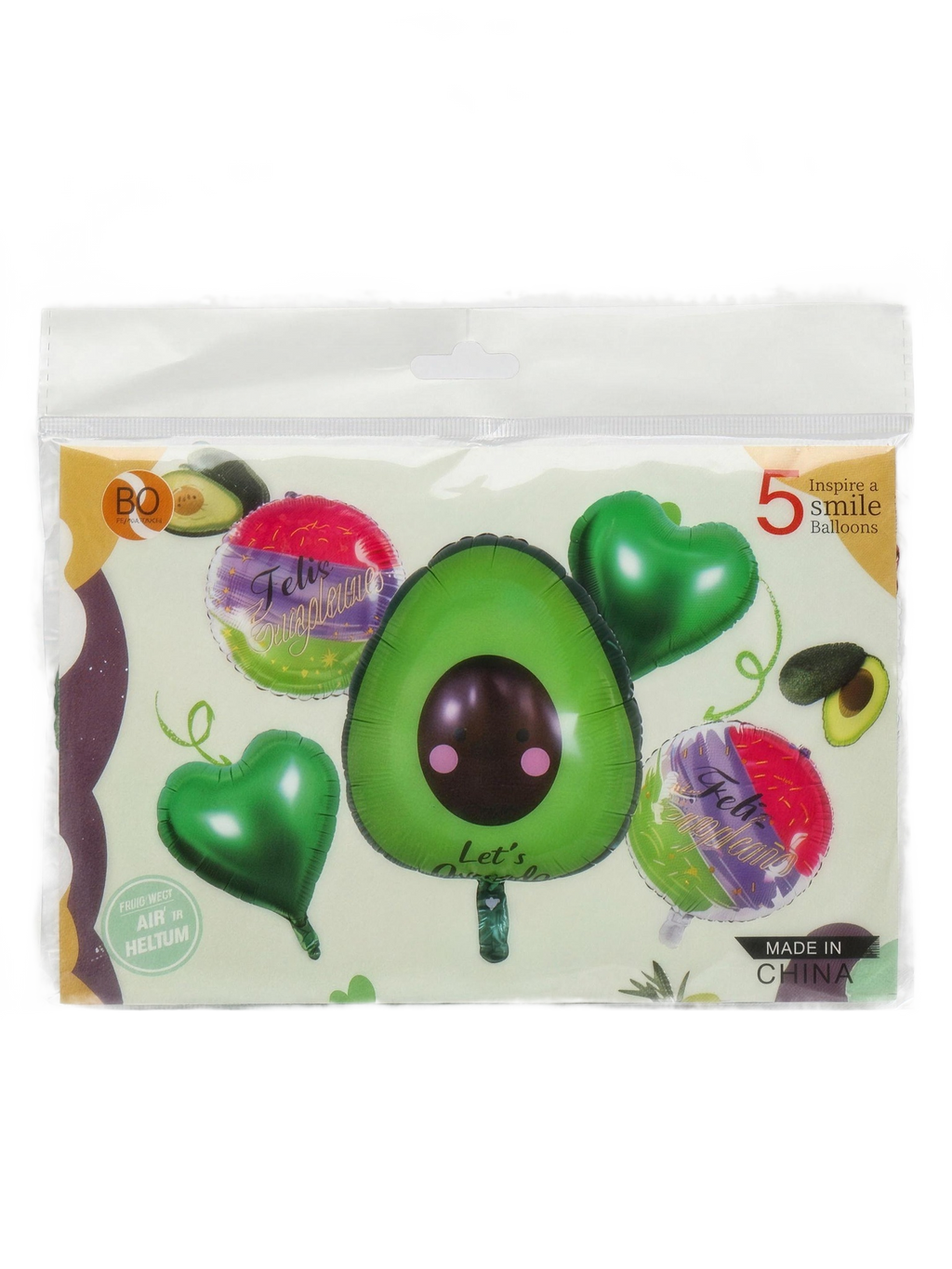 Set de globos aguacate Feliz Cumpleaños