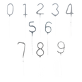 Vela en forma de número de bengala plata