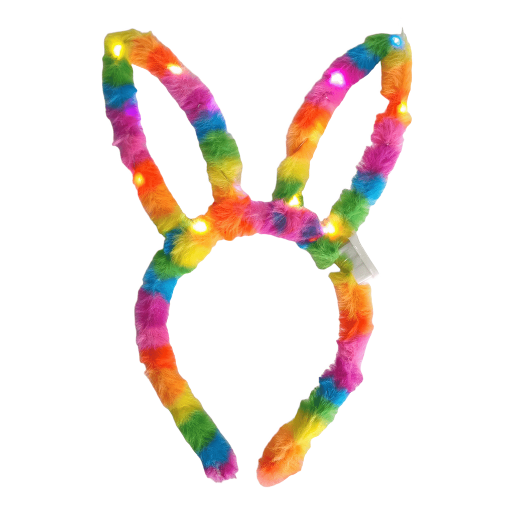 Diadema de conejo arcoíris con luz