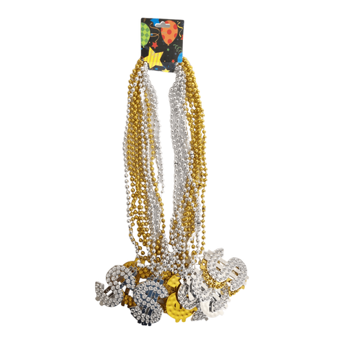 12 collares de perlas con signo de pesos