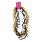 12 collares de perlas en negro y dorado