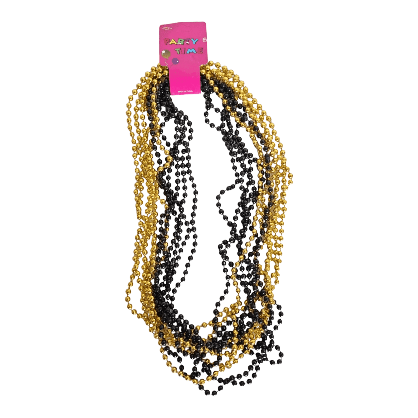 12 collares de perlas en negro y dorado