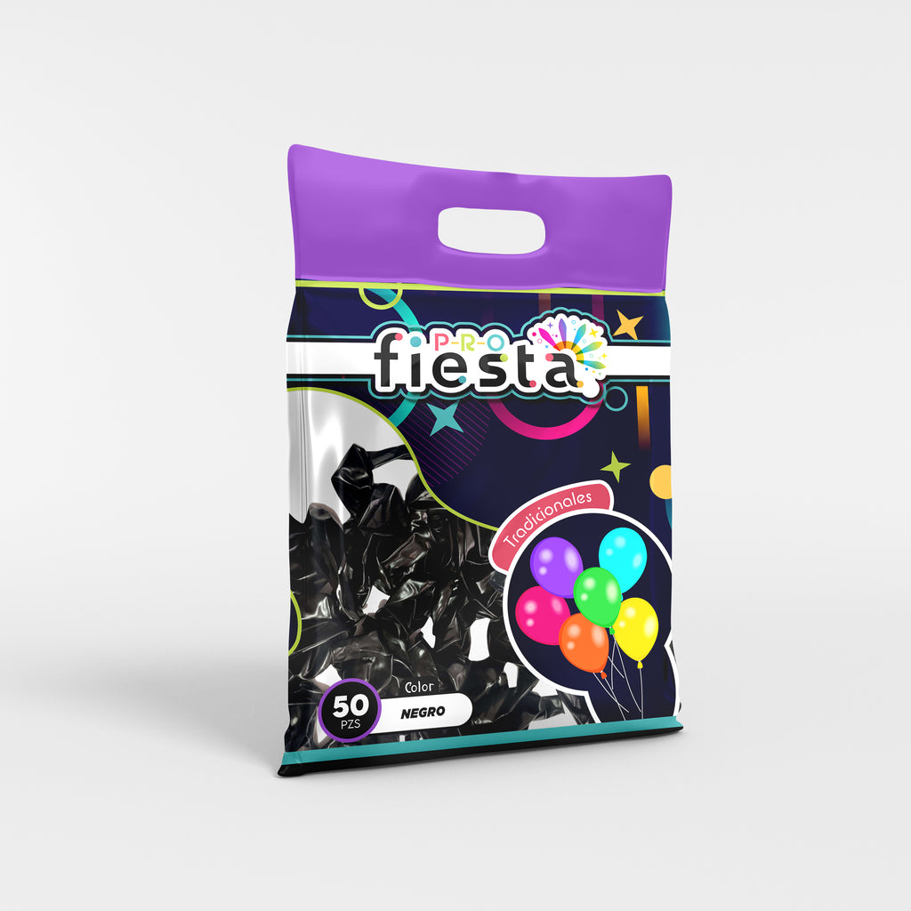 Bolsa 50 globos látex Negro no.12