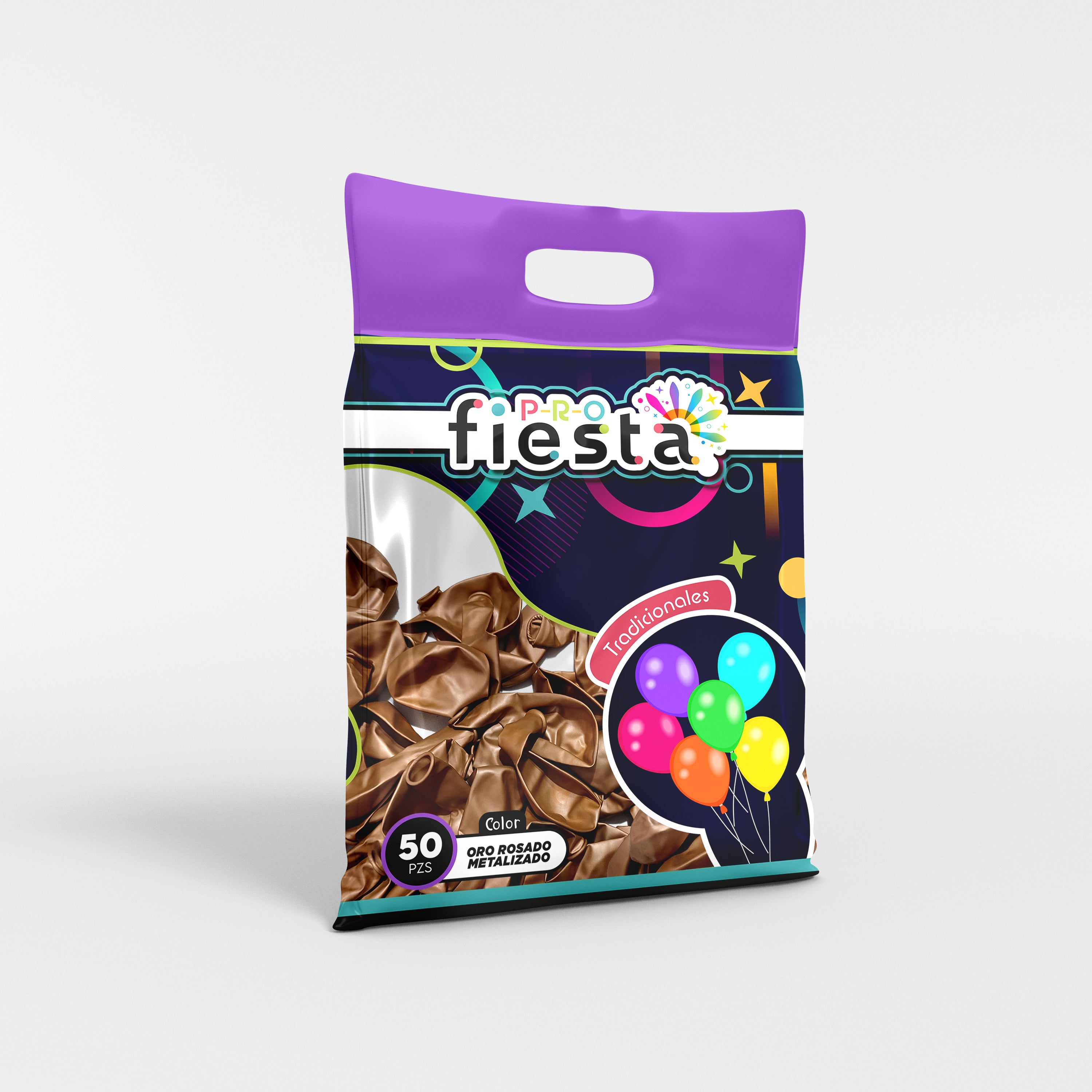 Bolsa 50 globos látex Oro Rosado Metalizado no.12