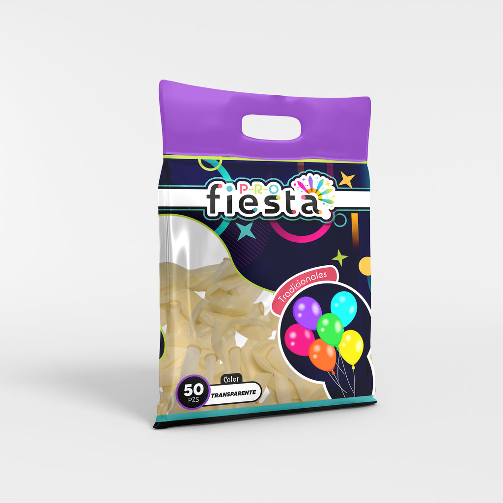 Bolsa 50 globos látex Transparente no.12