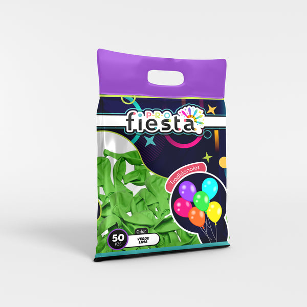 Bolsa 50 globos látex Verde Lima no.12