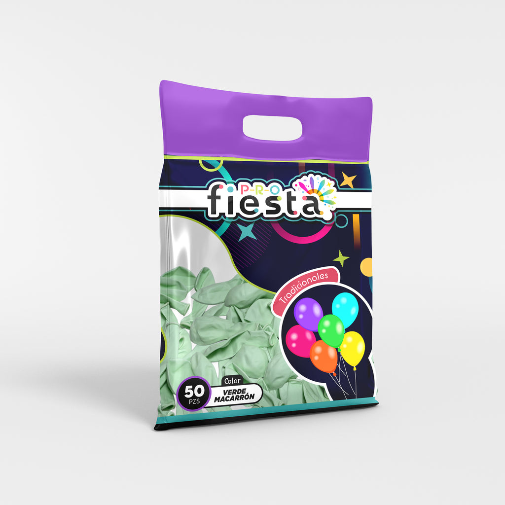Bolsa 50 globos látex Verde Macarron no.12