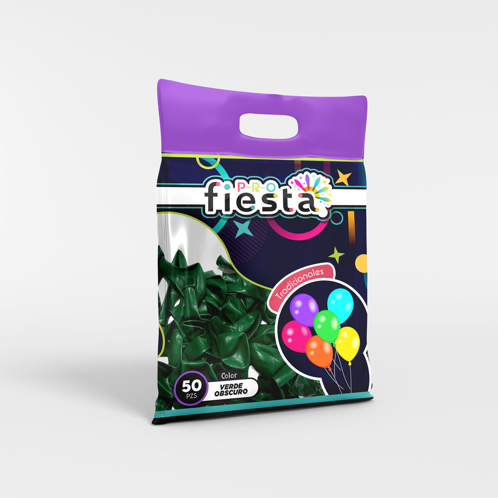 Bolsa 50 globos látex Verde Obscuro no.12