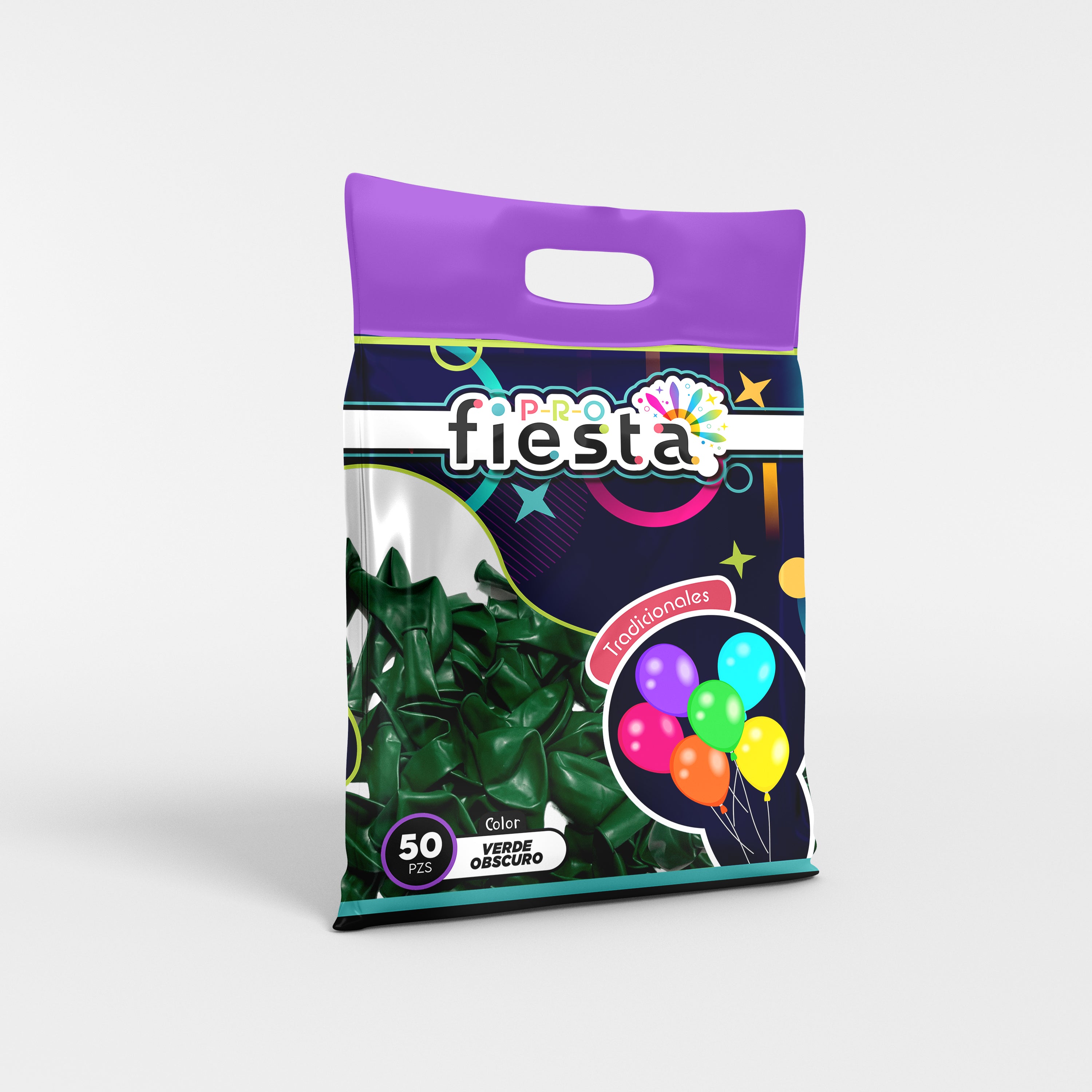 Bolsa 50 globos látex Verde Obscuro no.12