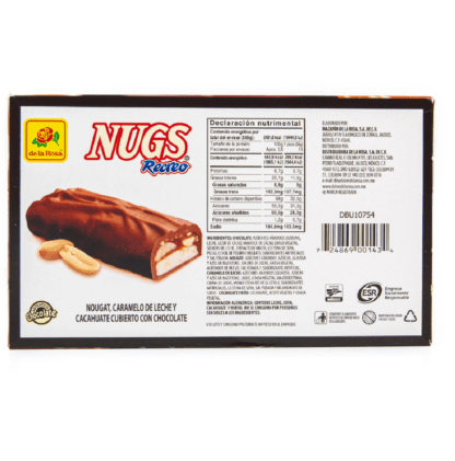 Chocolate Nugs Recreo Cajeta con Cacahuate 10 piezas 56 grs